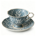 Vintage Blue and White Lily of the Valley Teacup and Saucer Set